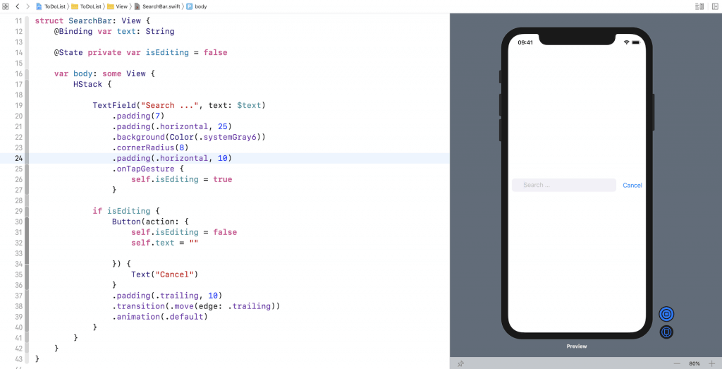 swiftui-search-bar-xcode-preview