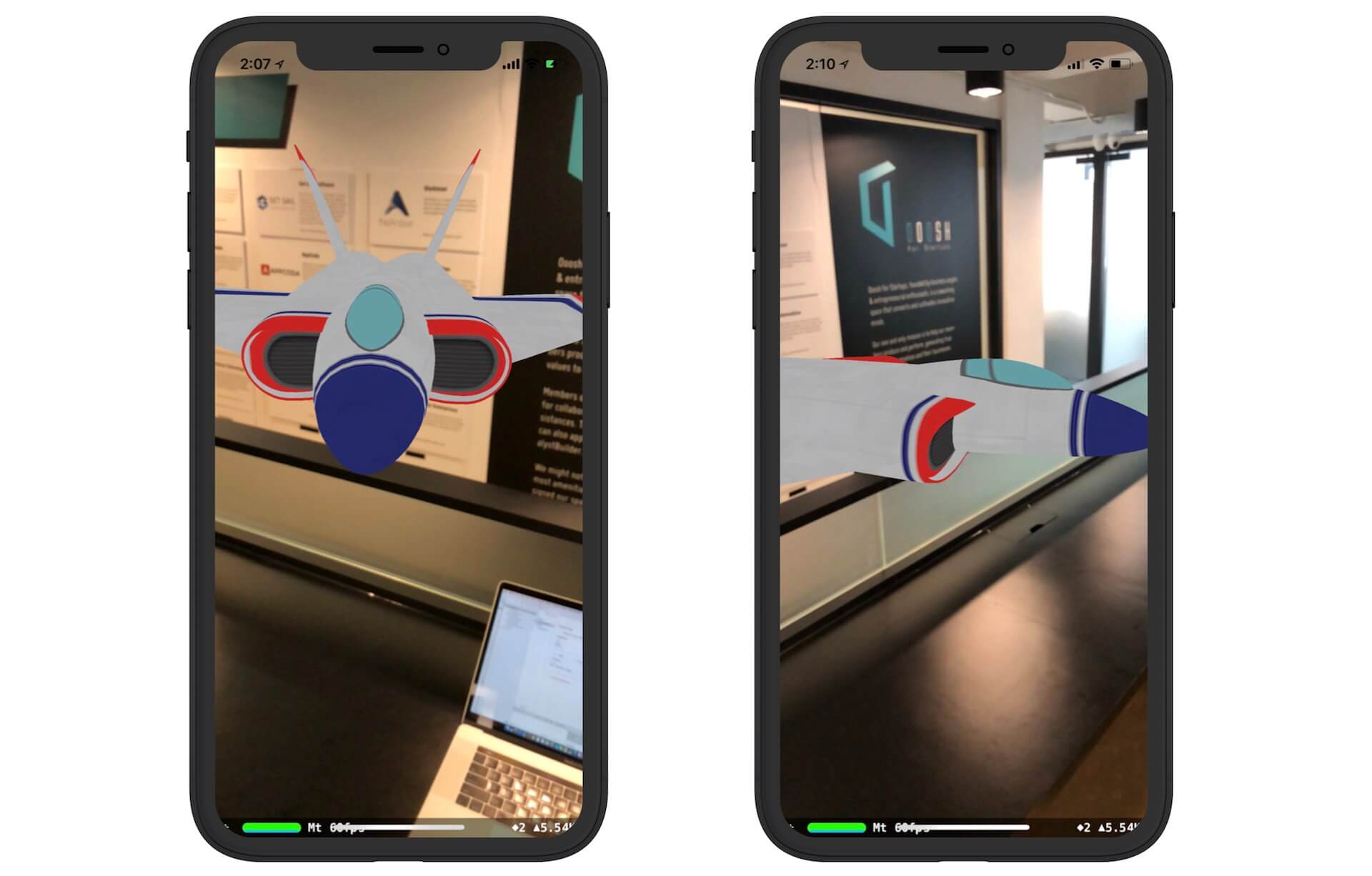 Figure 42.1. The built-in ARKit demo app rendering a jet aircraft