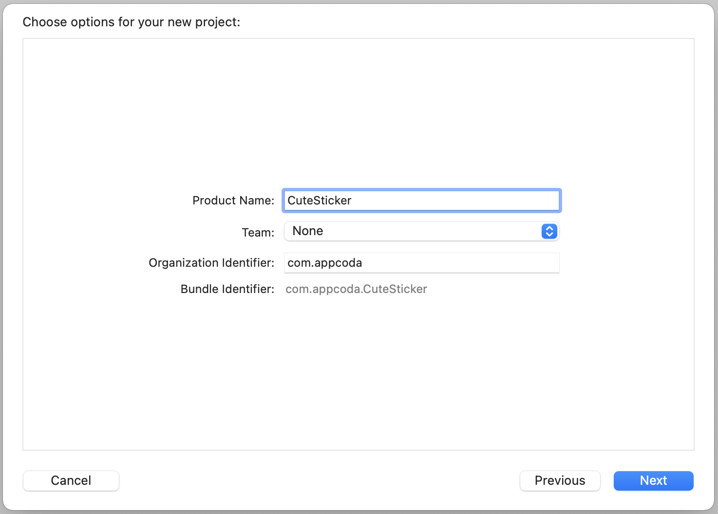 Figure 34.3. Filling in the project details