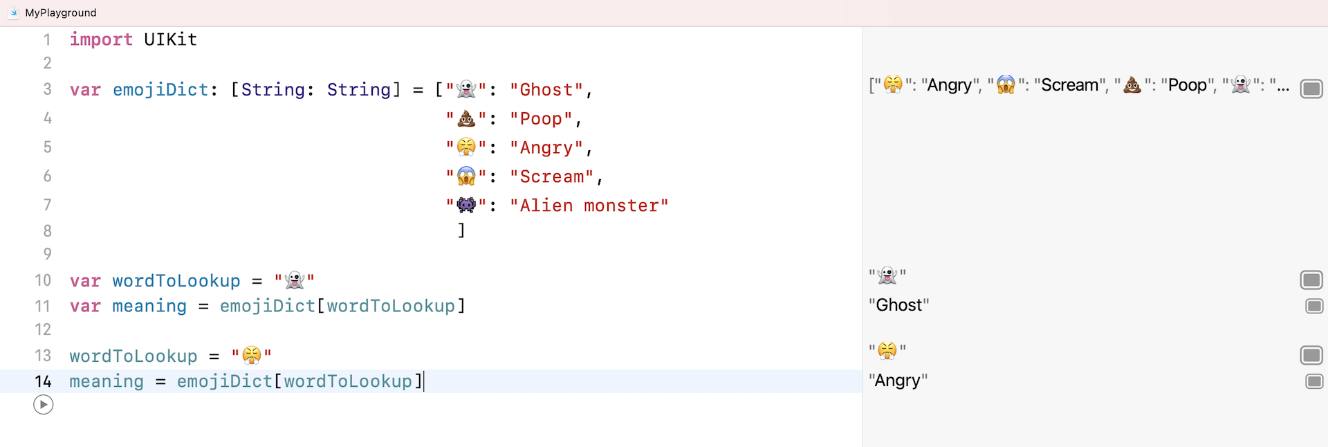 Figure 2-16. Solution to the emoji dictionary exercise