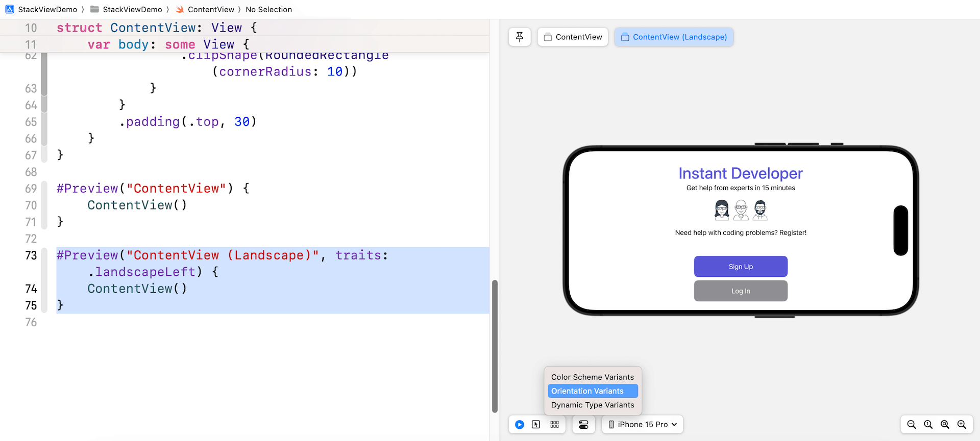 Figure 4-20. Previewing the UI on multiple simulators