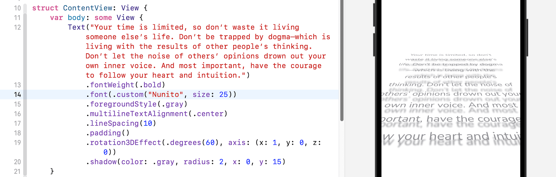 Figure 19. Using the custom font