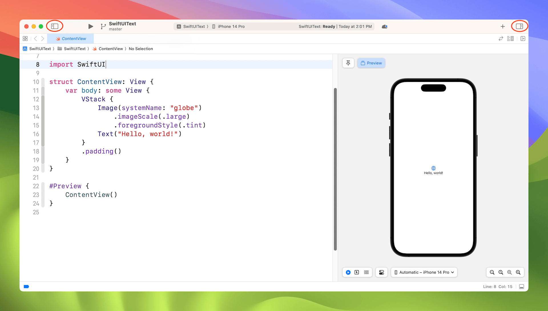 Figure 2. The code editor and the canvas