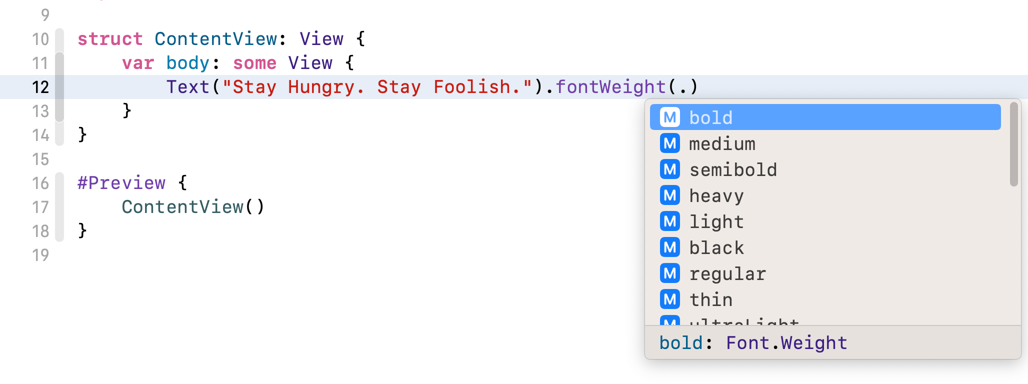 Figure 4. Choosing your preferred font weight