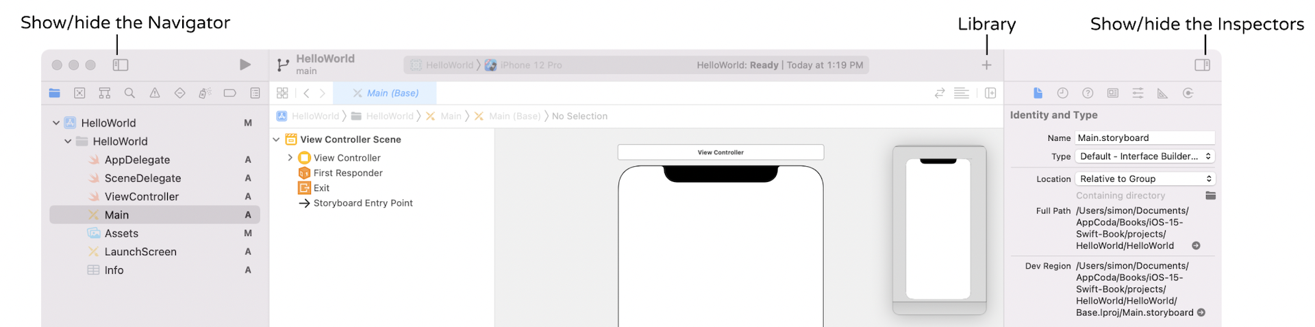 Figure 3-10. Show/hide the content areas of your workspace